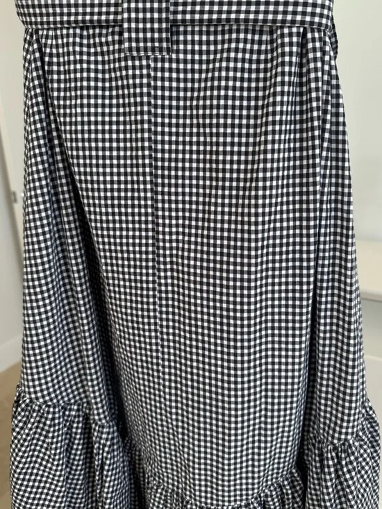 Pinko Black & White Gingham Tie-Waist A-Line Skirt, Asymmetric fabulous style, 4 - Picture 9 of 14